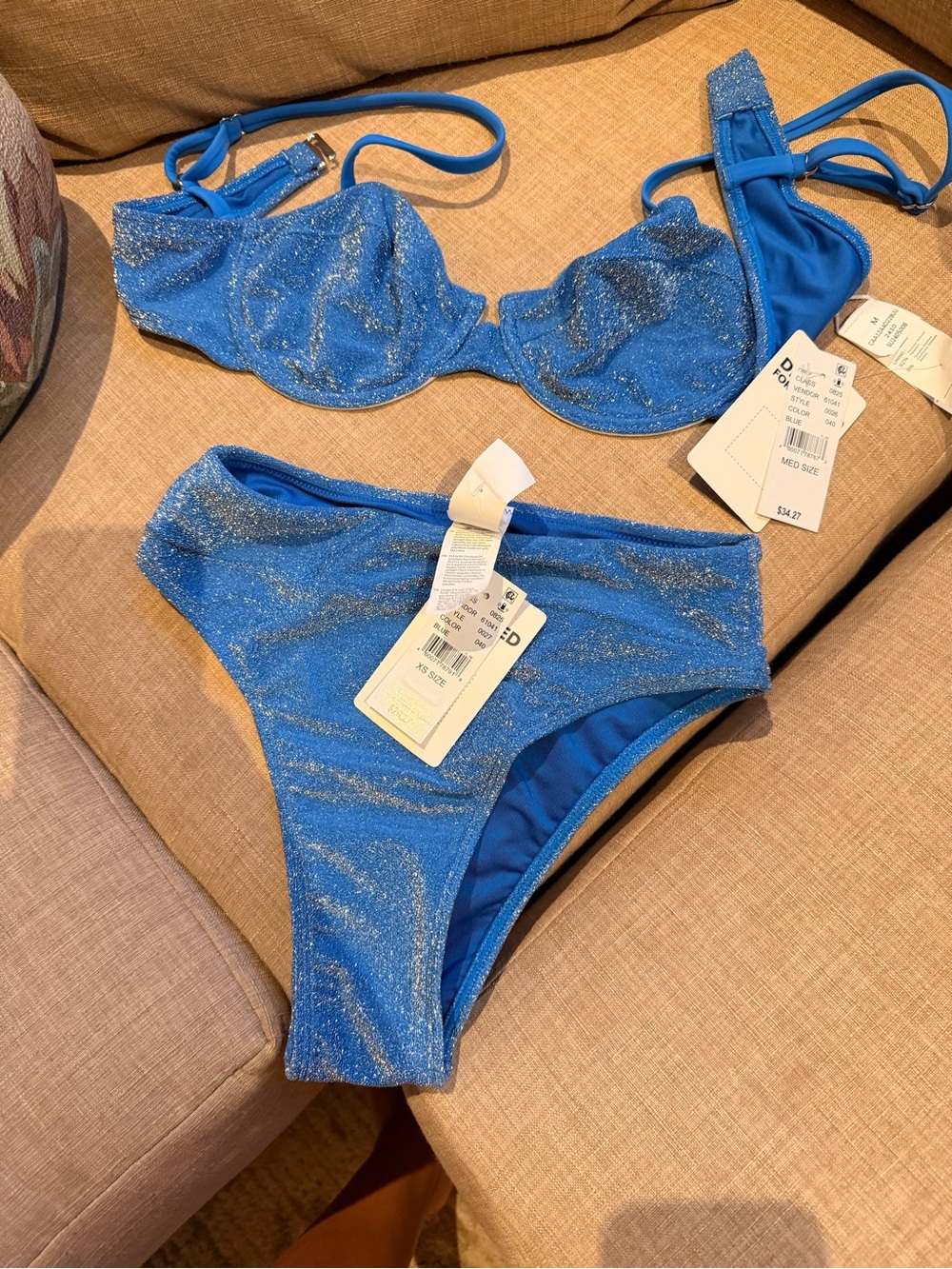 H&M Shimmery Blue Bikini Set — Sparkle Two-Piece Swim